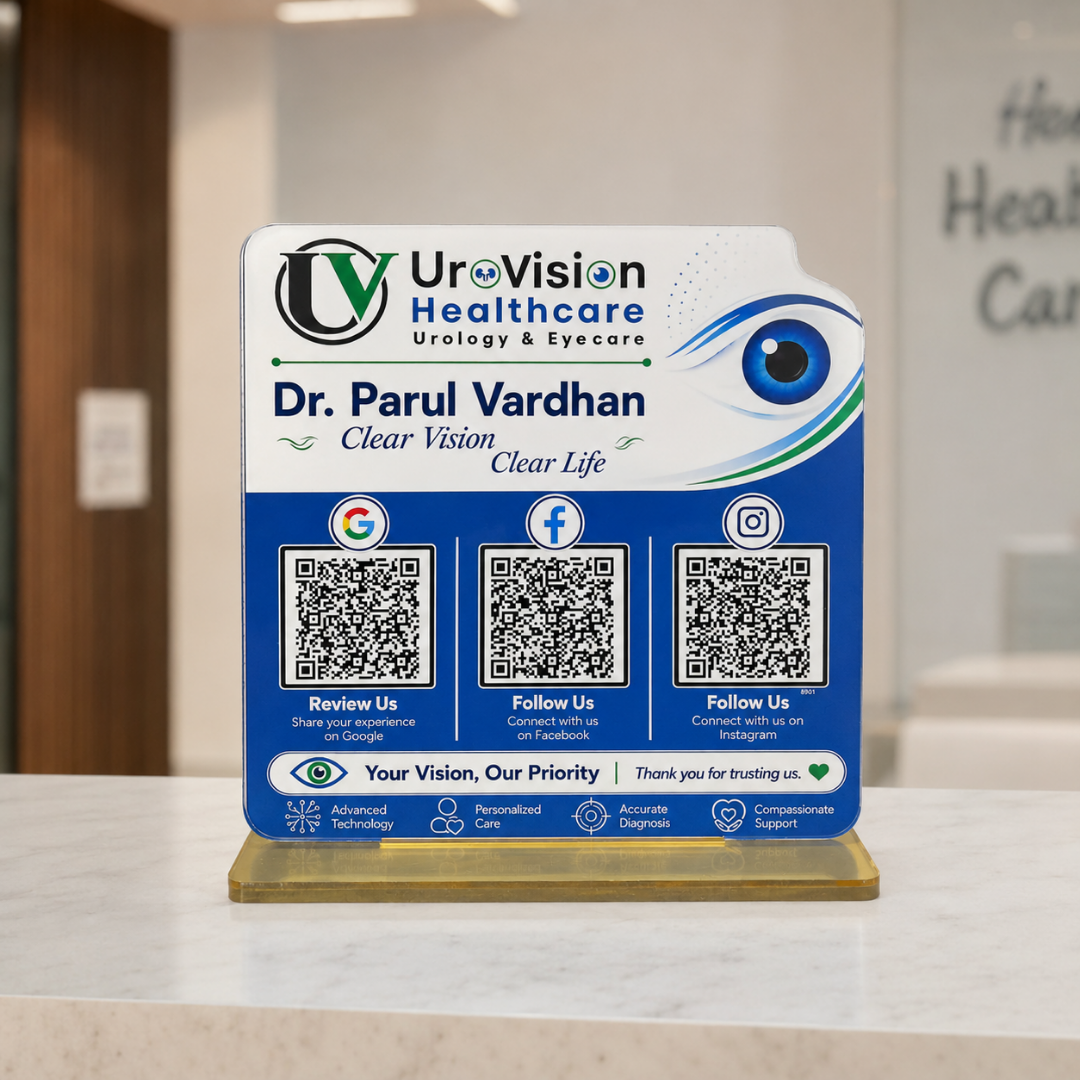 3 QR NFC Enabled Eye Printed Standee For Eye Clinic And Eye Hospital