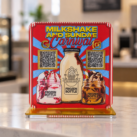 2 QR NFC Enabled Milk Shake Printed Standee For Cafe Restaurant