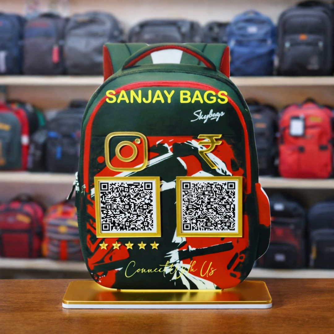 2 QR NFC Enabled Backpack Shape Bag Shop Standee for Bag Store – Bharattapp