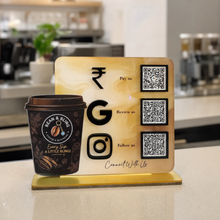 3 QR NFC Enabled Coffee Cup Cut Out Standee For Coffee Shop Cafe Restaurent