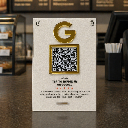 1 QR NFC Enabled 4x6 Frosted Premium Standee for Dental Clinic | Salon & Spa