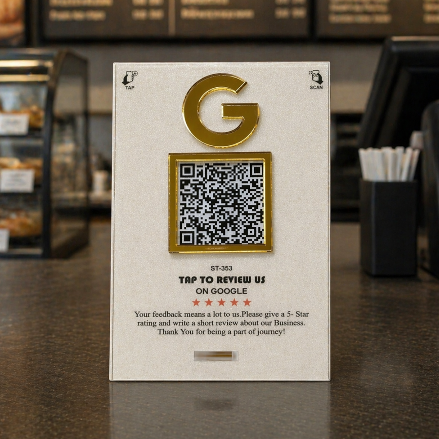 1 QR NFC Enabled 4x6 Frosted Premium Standee for Dental Clinic | Salon & Spa