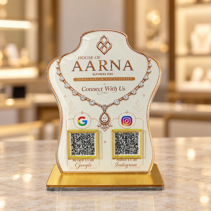 2 QR NFC Enabled Necklace Printed Standee For Jewelers