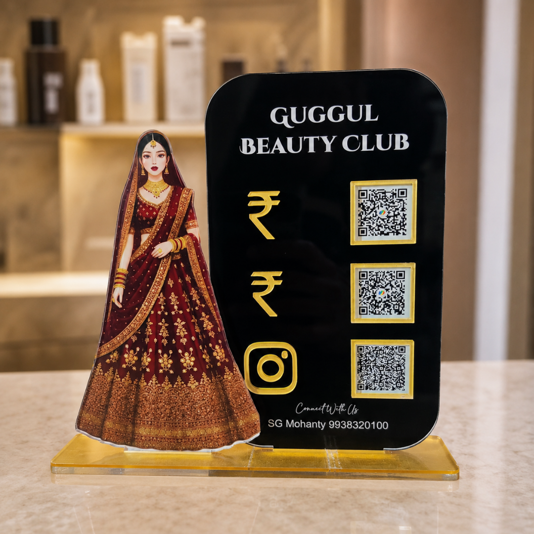 3 QR NFC Enabled Bride Cut Out Black Standee For Cloth Store