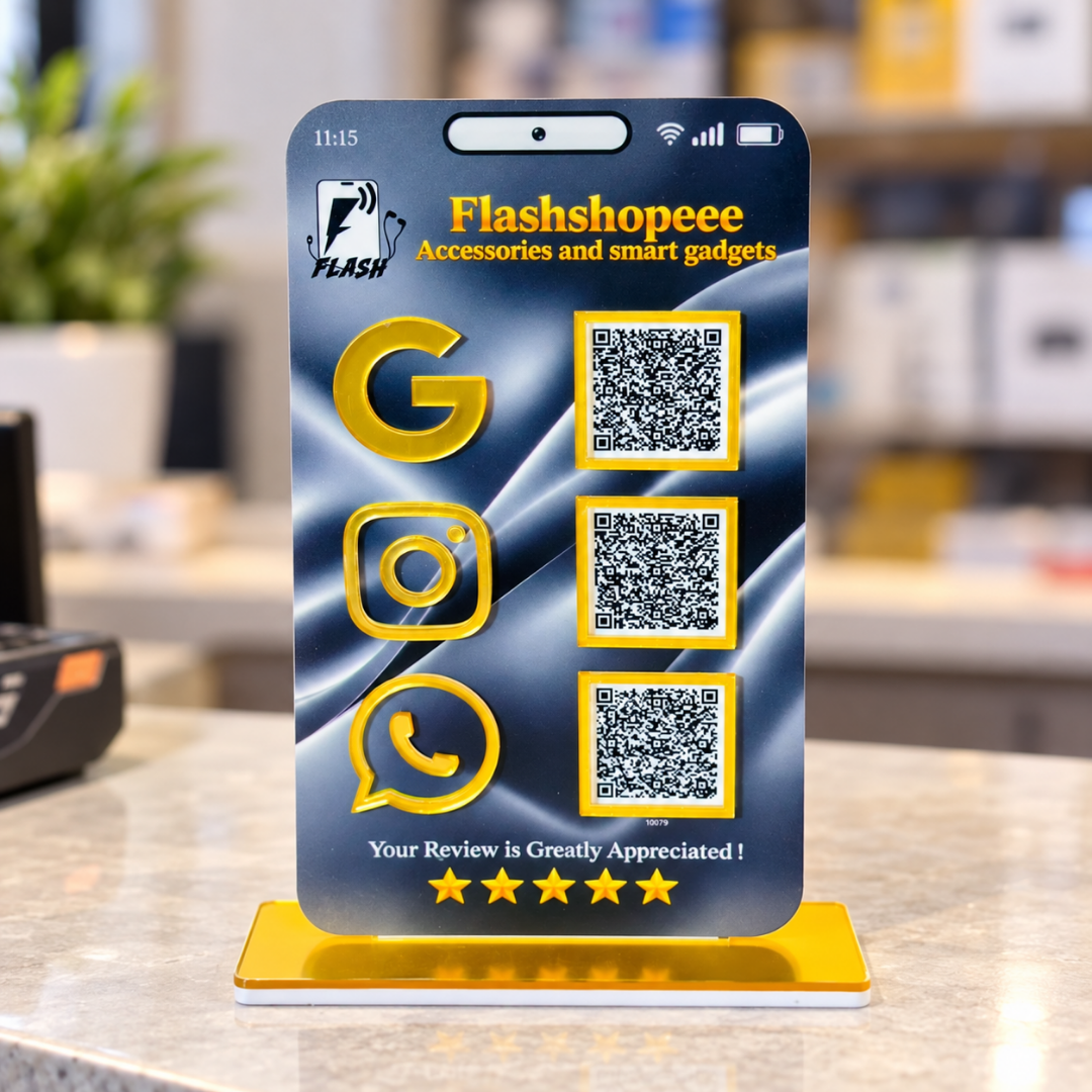 3 QR Frosted Vertical Phone Printed Standee