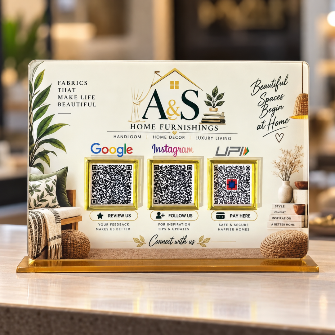 3 QR NFC Enabled Standee For Home Furnishings