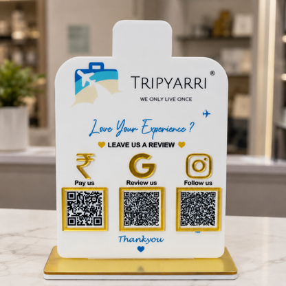 3 QR NFC Enabled White Colour Standee For Tour and Travel
