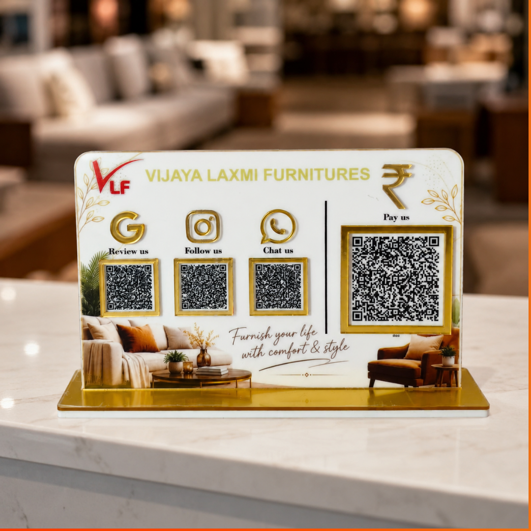 4 QR NFC Enabled Horizontal Sofa Printed Standee For Furniture and Sofa Stores