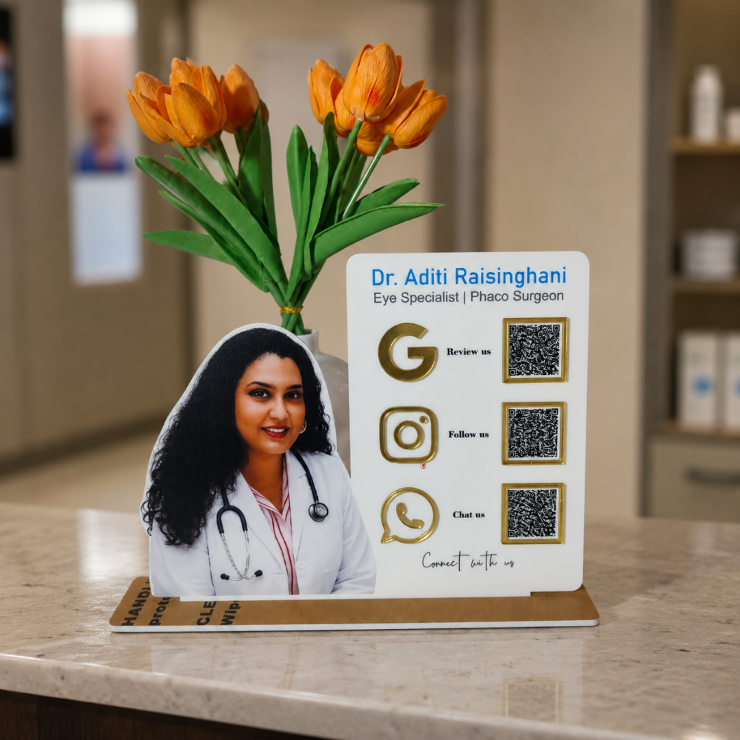 3 QR Vertical Standee With Picture Cut Out Standee For Dental Clinic Hospitals and Medical Store