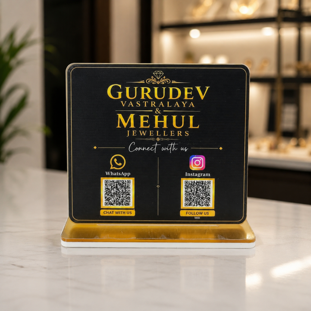 2 QR NFC Enabled Dark Gray Background For Cloth Store Jewellers