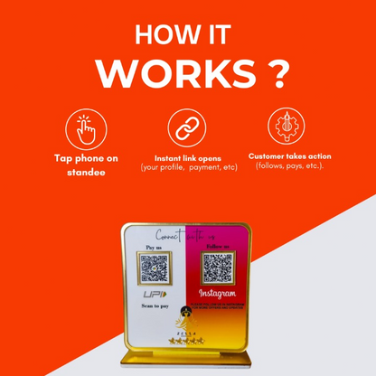 2 QR Colorful Golden Border Standee