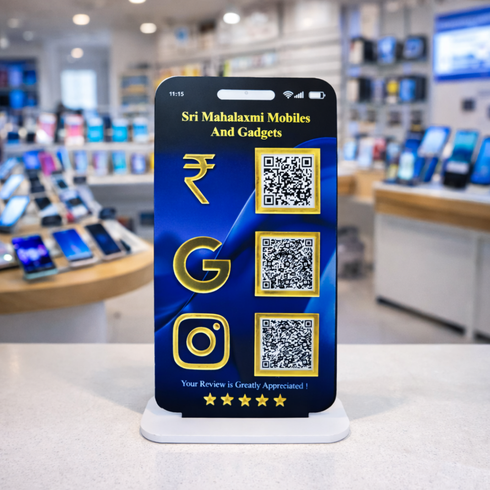 3 QR NFC Enabled Mobile Phone Shape Standee for Mobile Shop & Electron ...