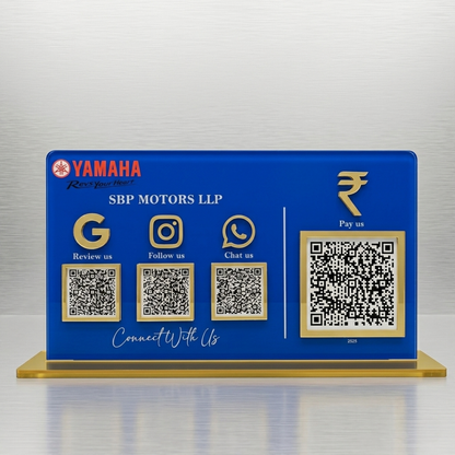 4 QR NFC Enabled Blue Horizontal Standee for  Review Social and Payment Display