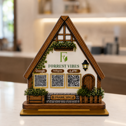 2 QR NFC Enabled House Shape Standee For Cafe Restaurent Stay Home