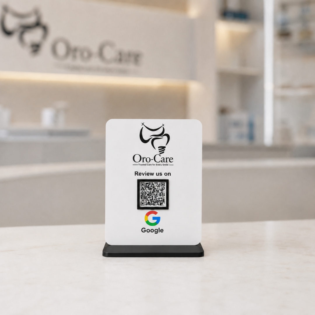1 QR NFC Enabled White Background Standee For Restaurant Cafe Hotel Salon