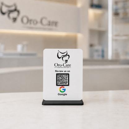 1 QR NFC Enabled White Background Standee For Restaurant Cafe Hotel Salon