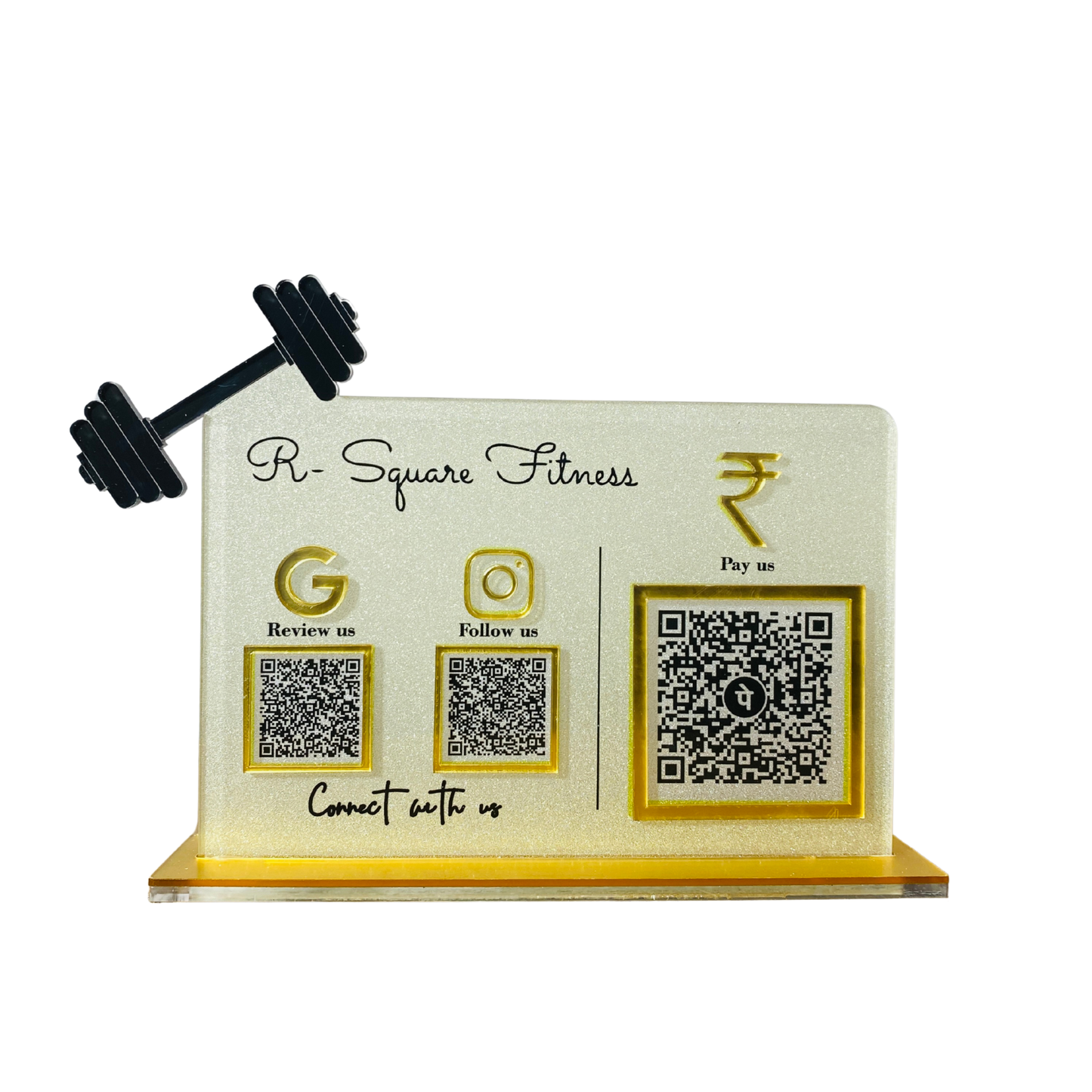 3 QR Dumbbelle Mounted Standee