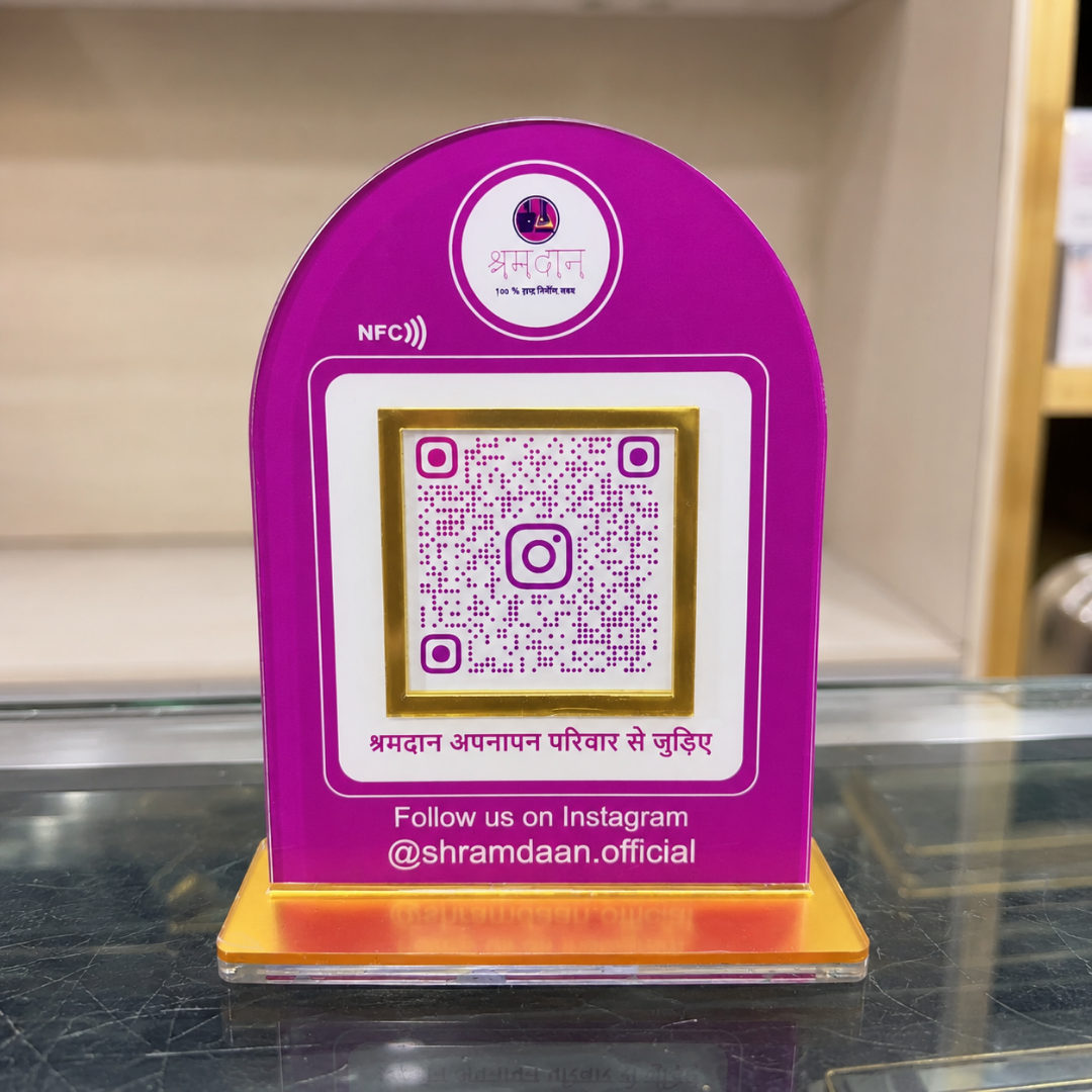 1 QR NFC Enabled Pink Colour Standee For Instagram Follow