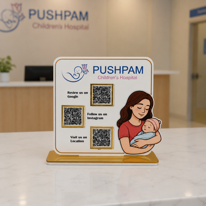 3 QR NFC Enabled Child Cut Out Standee For Hospital Clinic Child Care