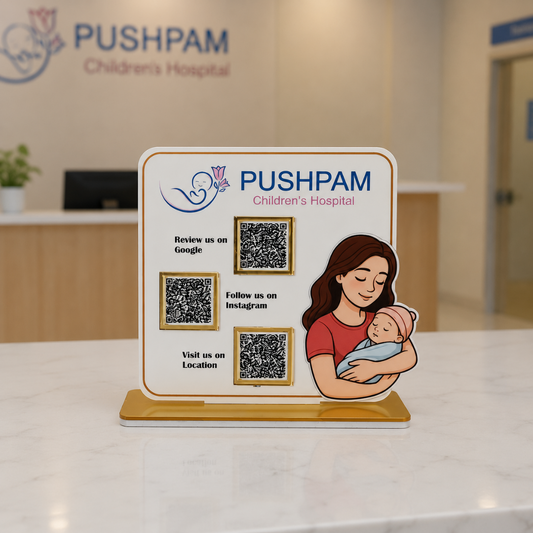 3 QR NFC Enabled Child Cut Out Standee For Hospital Clinic Child Care