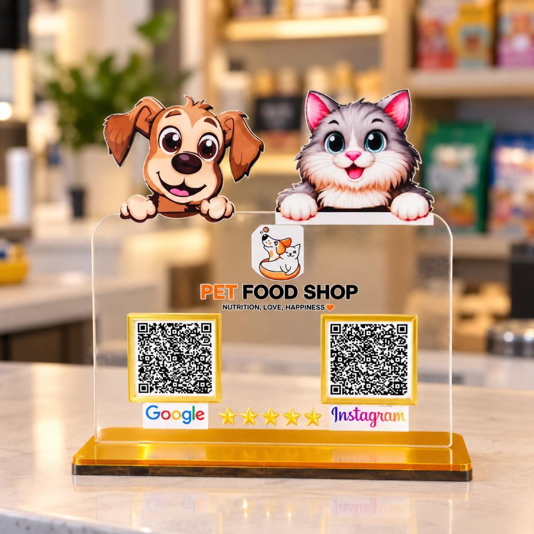 2 QR NFC Enabled Pet Shop Transparent Standee