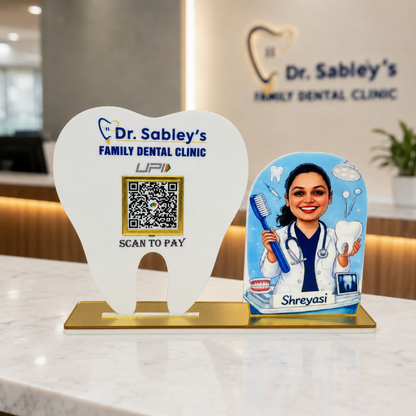 1 QR Tooth Shape NFC Enabled Standee For Doctor , Clinic and Health Care