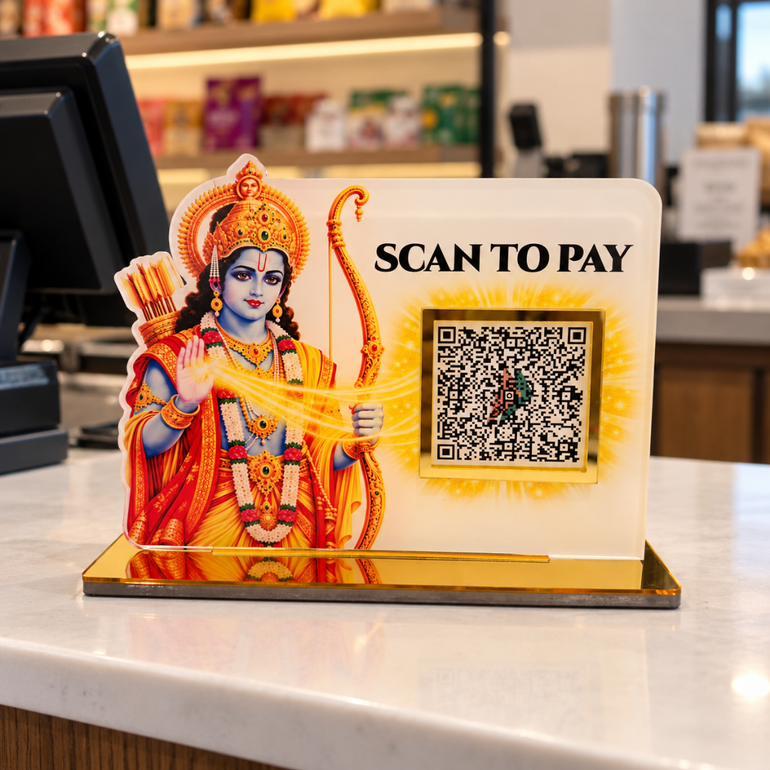1 QR NFC Enabled Shree Ram Cutout Scan To Pay Standee