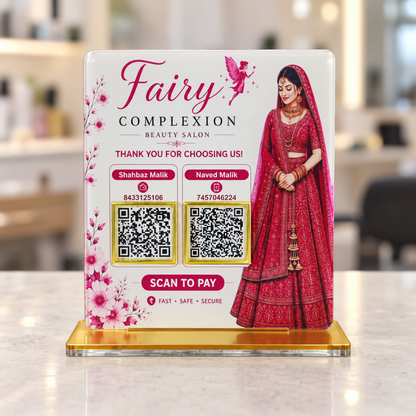 2 QR NFC Enabled Bridal Theme Standee for Beauty Salon & Makeup Studio