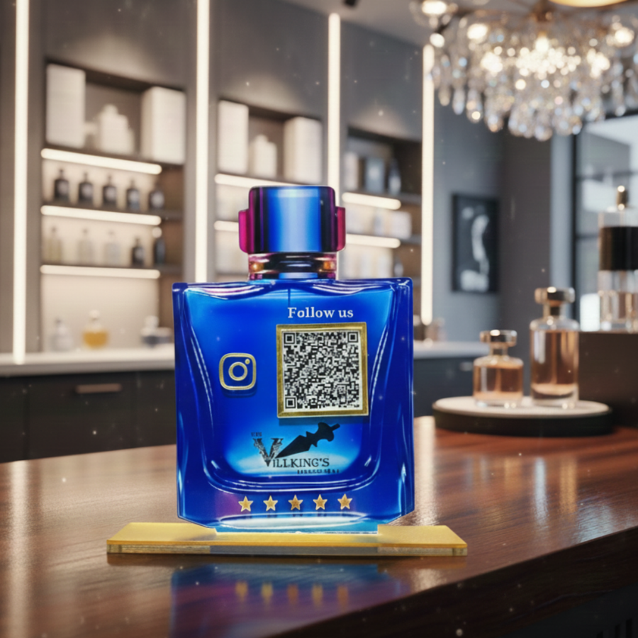 1 QR NFC Enabled Perfume Bottle Shape Standee for Perfume / Cosmetic Store