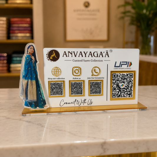 4 QR NFC Enabled Girl Cut Out Standee For Cloth Saree Store