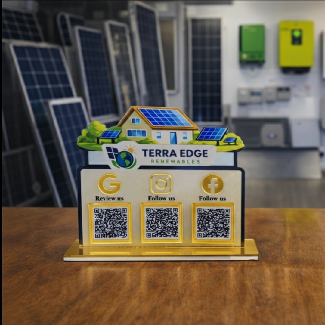 3 QR NFC Enabled Solar Panel Shape Standee for Solar Company & Renewab ...
