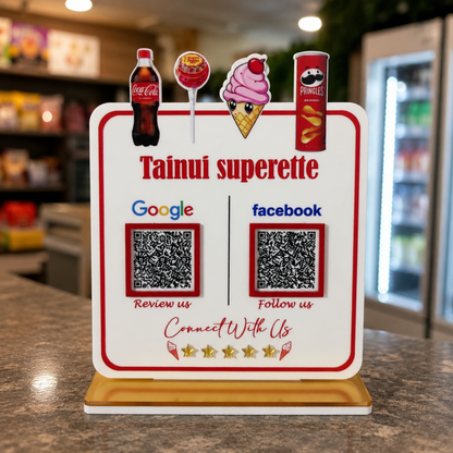 2 QR NFC Enabled Ice Cream and Bottle Cut Out Standee