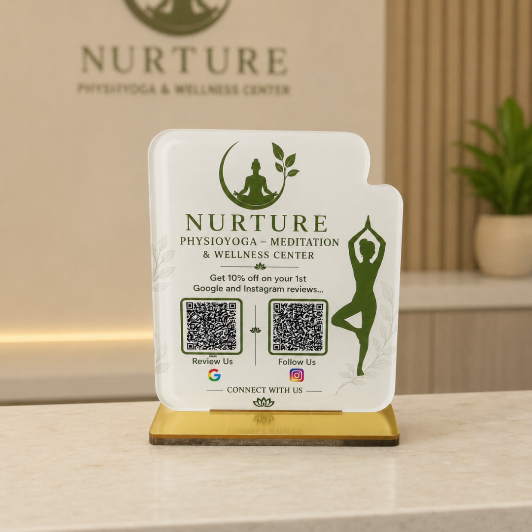 2 QR NFC Enabled Yoga Printed Standee For Physio yoga Clinic Physiotherapist