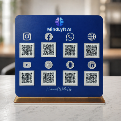 8 QR NFC Enabled Blue Background Standee
