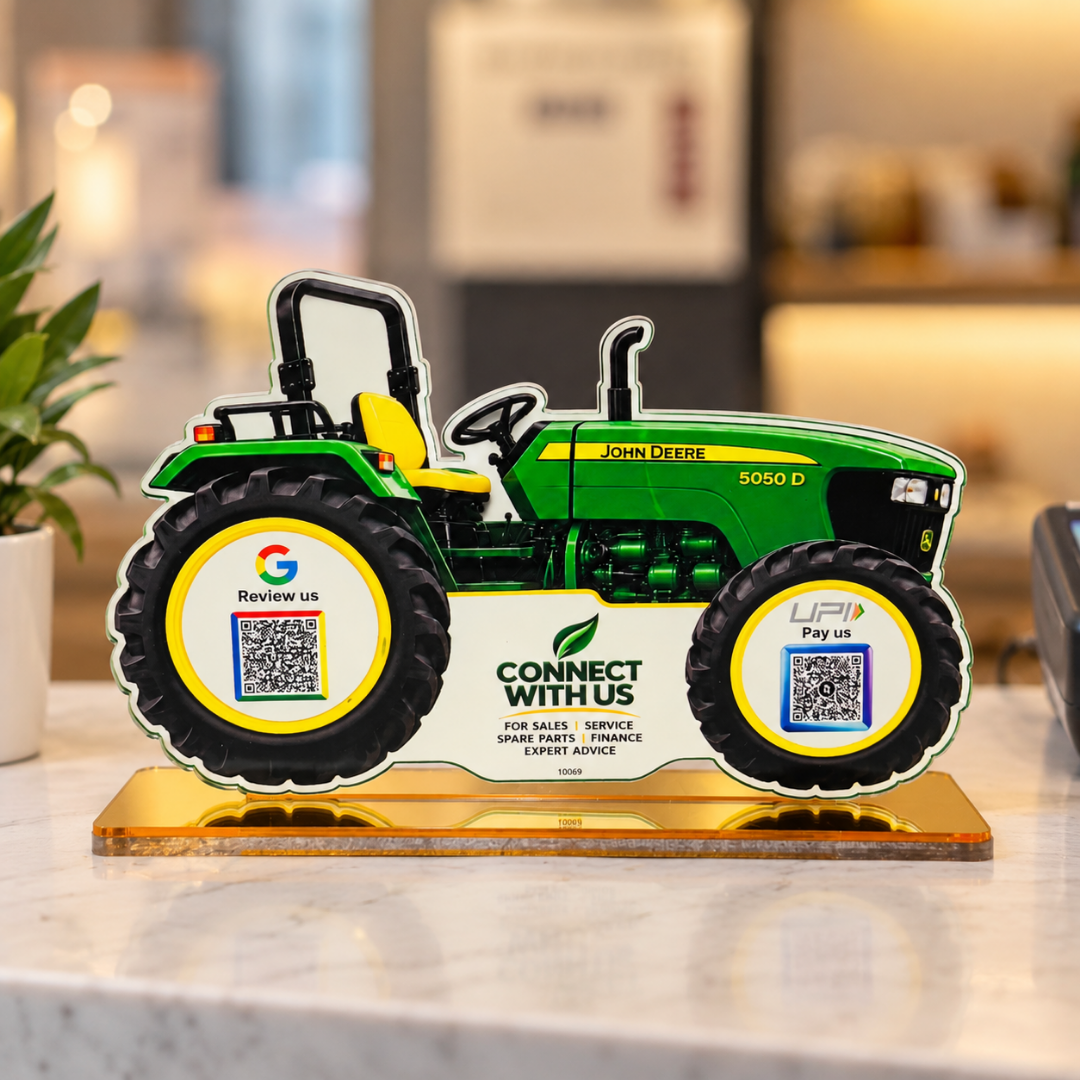 2 QR NFC Enabled Tractor Shape Standee