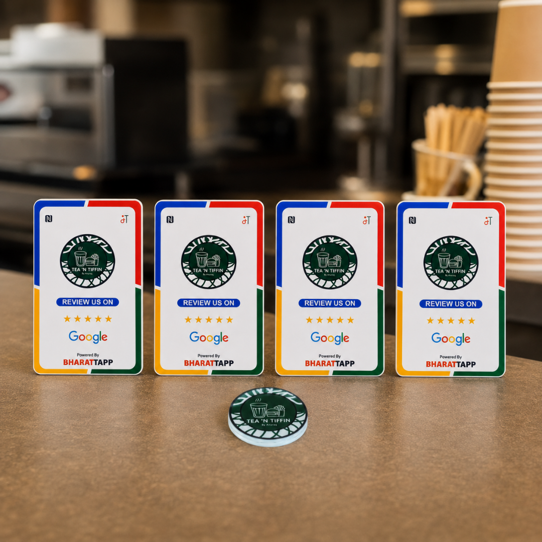 4 Google Review NFC Card With NFC Keychain Bundle for restaurant cafe hotel jewellers shop mall