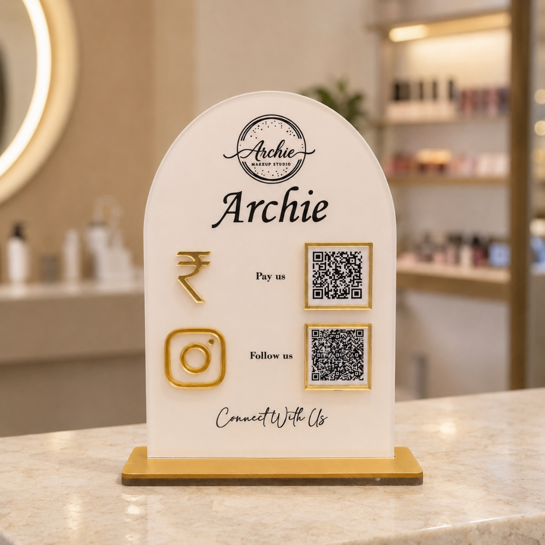2 QR NFC Enabled Round shape Standee For Decor and restaurants