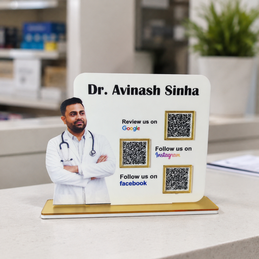 3 QR NFC Enabled Doctor Cut Out Standee For Dental Clinic Hospital