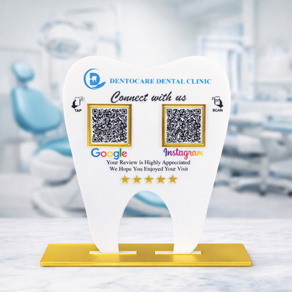 2 QR NFC Enabled Tooth Shape Standee for Dental Clinic