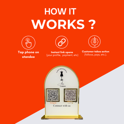 2 QR Arc Round Shape Golden Border Standee