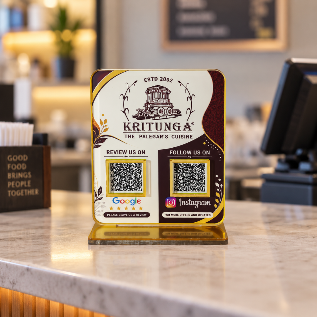 2 QR NFC Enabled Vertical Standee For Cafe Hotel Restaurant