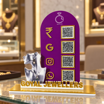 4 QR NFC Enabled Premium Jewelry Standee for Jewellery Shop & Gold Store For Jewellers
