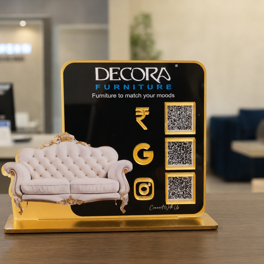 3 QR NFC Enabled Sofa Cut Out Standee For Furniture Dealer