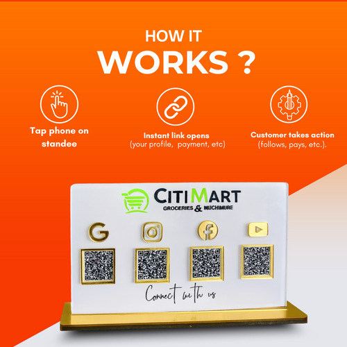 4 QR Horizontal White Colour QR Standee with Payment QR