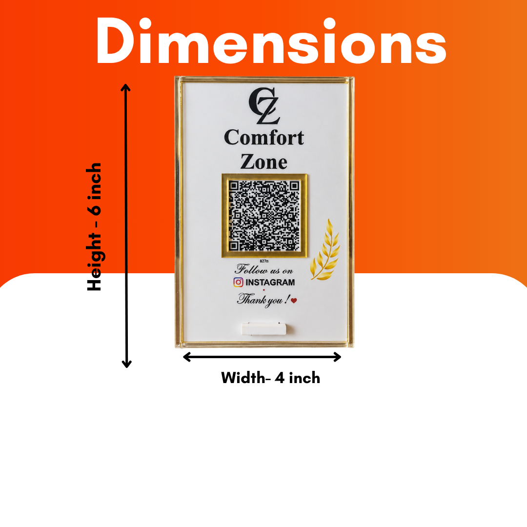 1 QR NFC Enabled 4x6 With Golden Border White Colour Standee