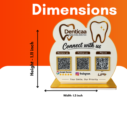 3 QR NFC Enabled Teeth Cut Out Round Shape Standee For Dental Clinic