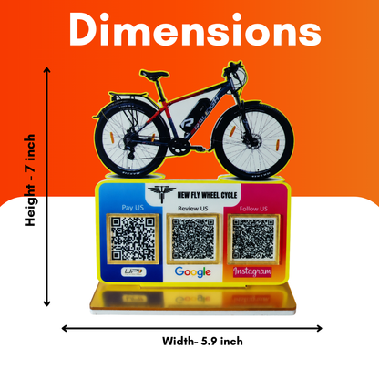 2 QR NFC Enabled Cycle Cut Out Standee For Automible Shops and Cycle Shops