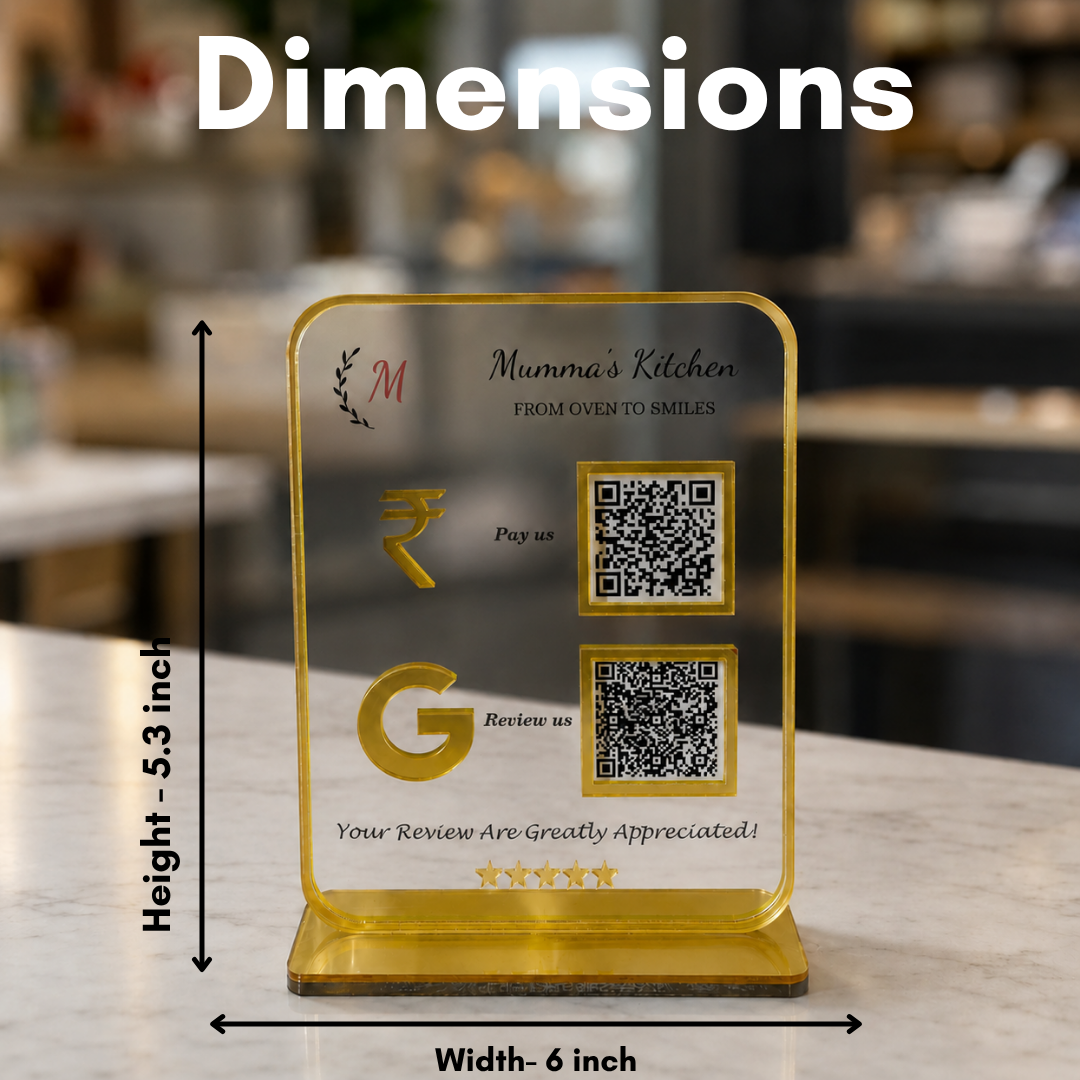 2 QR NFC Enabled Transparent Standee For Spa Salon Jewellers