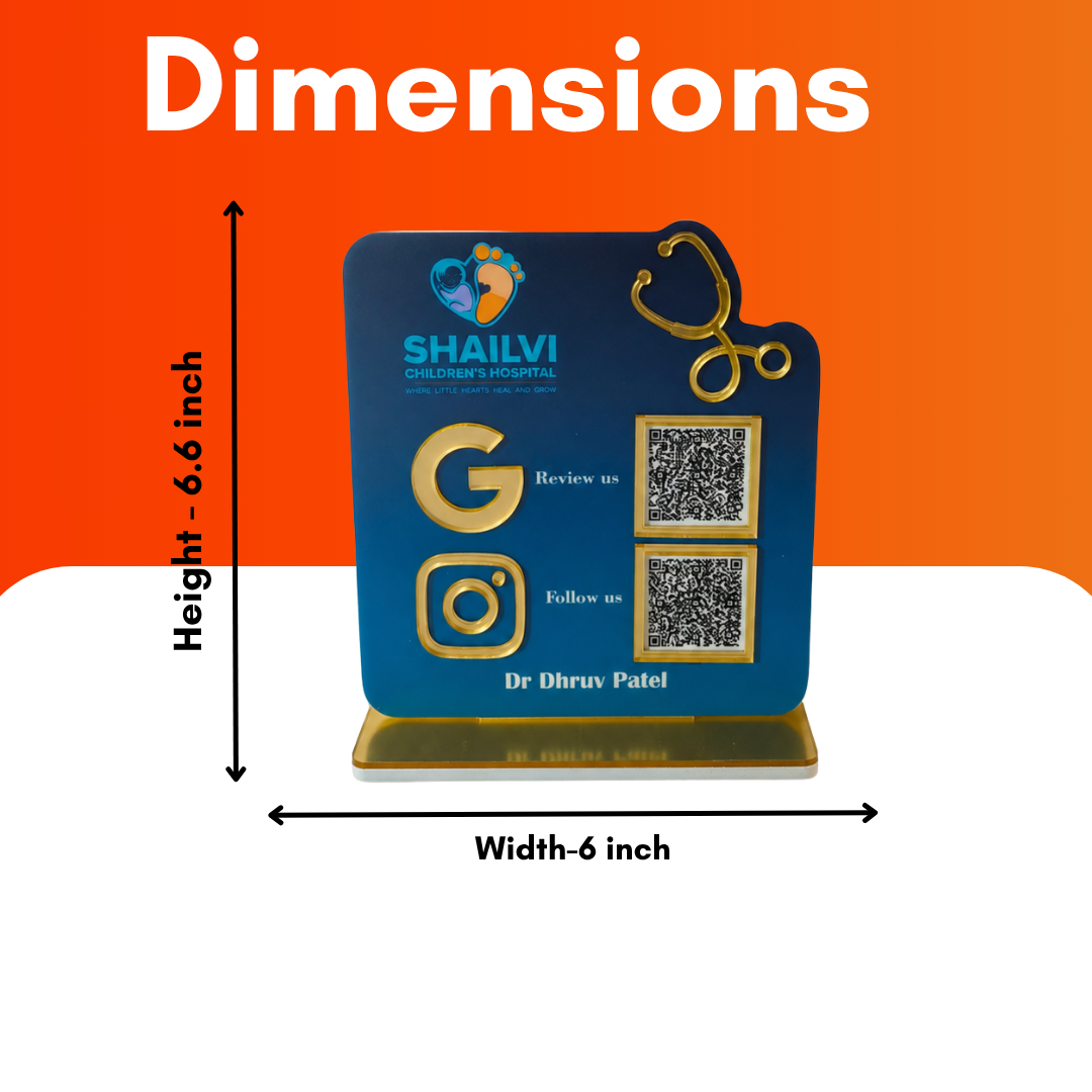 2 QR NFC Enabled Stethoscope Printed Standee For Child Clinic Hospital Medical