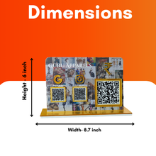 3 QR NFC Enabled Cloth Printed background Standee Horizontal Standee For Cloth Store
